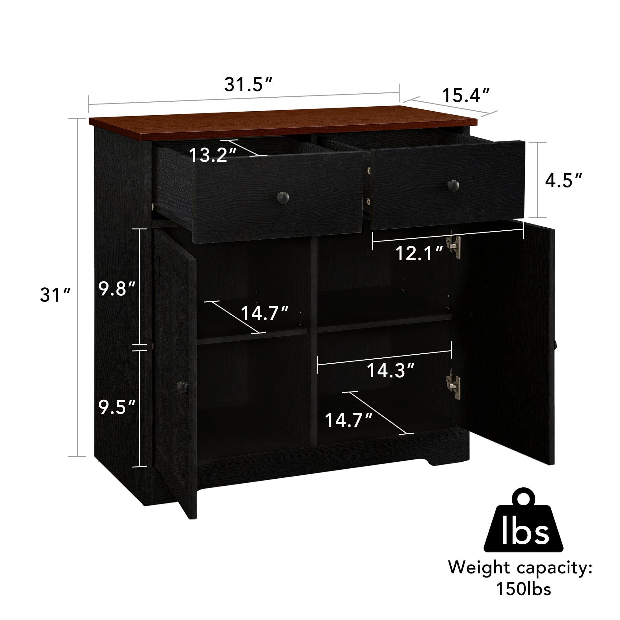 Shop Modern Sideboard Buffet Cabinet with Storage Cabinets, Drawers and Shelves for Living Room, Kitchen, Black Mademoiselle Home Decor