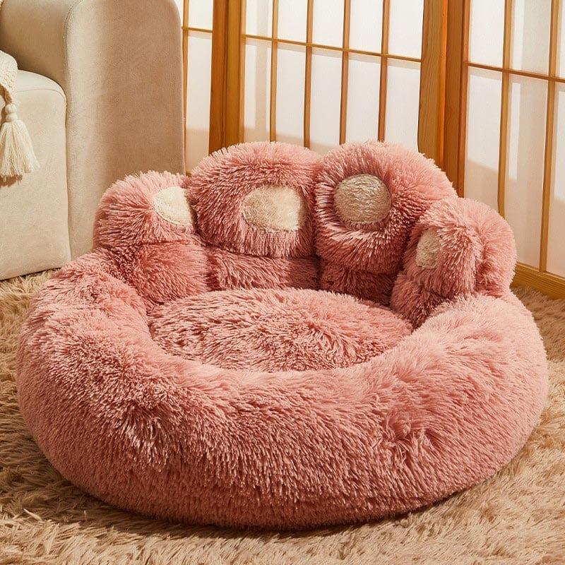 Shop 0 Pink / M within 5kg pet Dog Bed Cat Mat Round Large Pet House Long Plush Deep Sleeping Warm Bear Paw Shape Super Soft Cushion Calm Beds  Pet Supplies Mademoiselle Home Decor