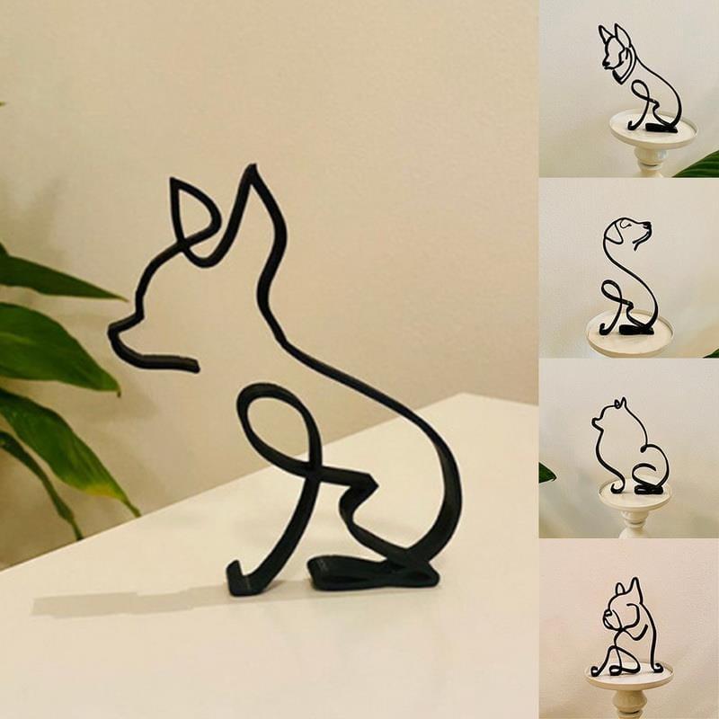 Shop 0 Dog Art Sculpture Simple Metal Dog Abstract Art Sculpture for Home Party Office Desktop Decoration Cute Pet Dog Cats Gifts Mademoiselle Home Decor