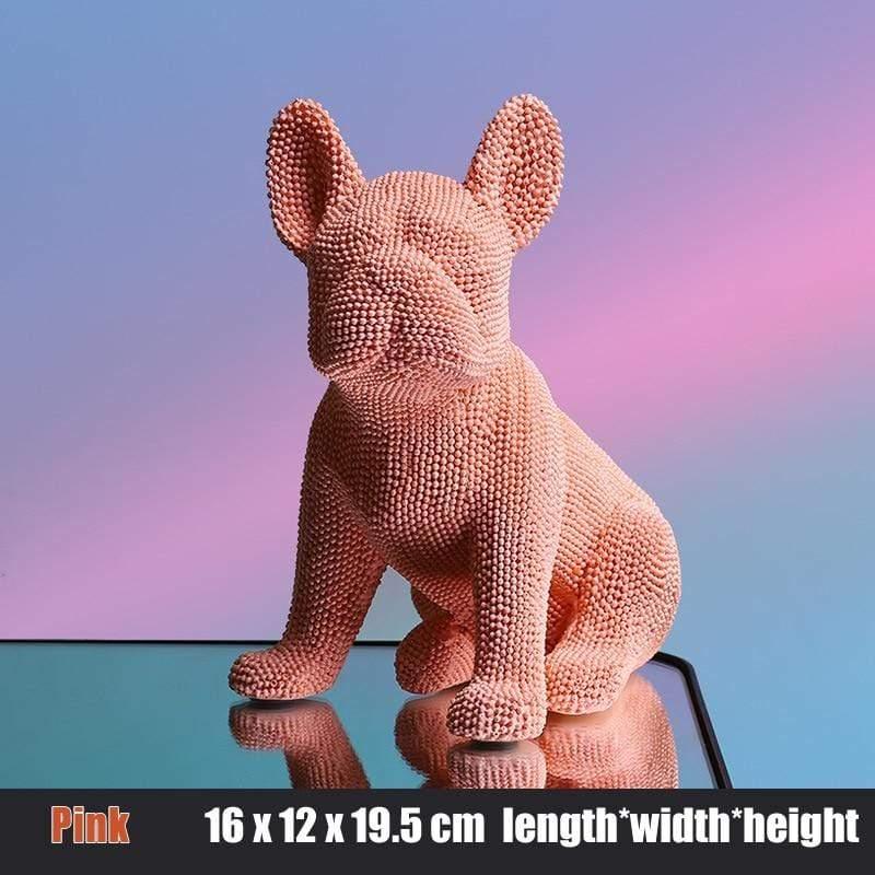 Shop 0 Sit Pink Creative French Bulldog Statue Resin Color Pellet Dog Figurine Sculpture Home Office Bar Store Decoration Ornament Crafts Mademoiselle Home Decor