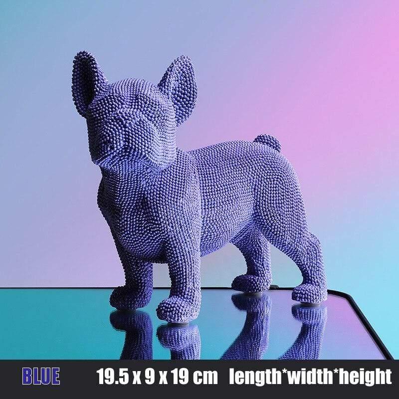 Shop 0 Stand Blue Creative French Bulldog Statue Resin Color Pellet Dog Figurine Sculpture Home Office Bar Store Decoration Ornament Crafts Mademoiselle Home Decor