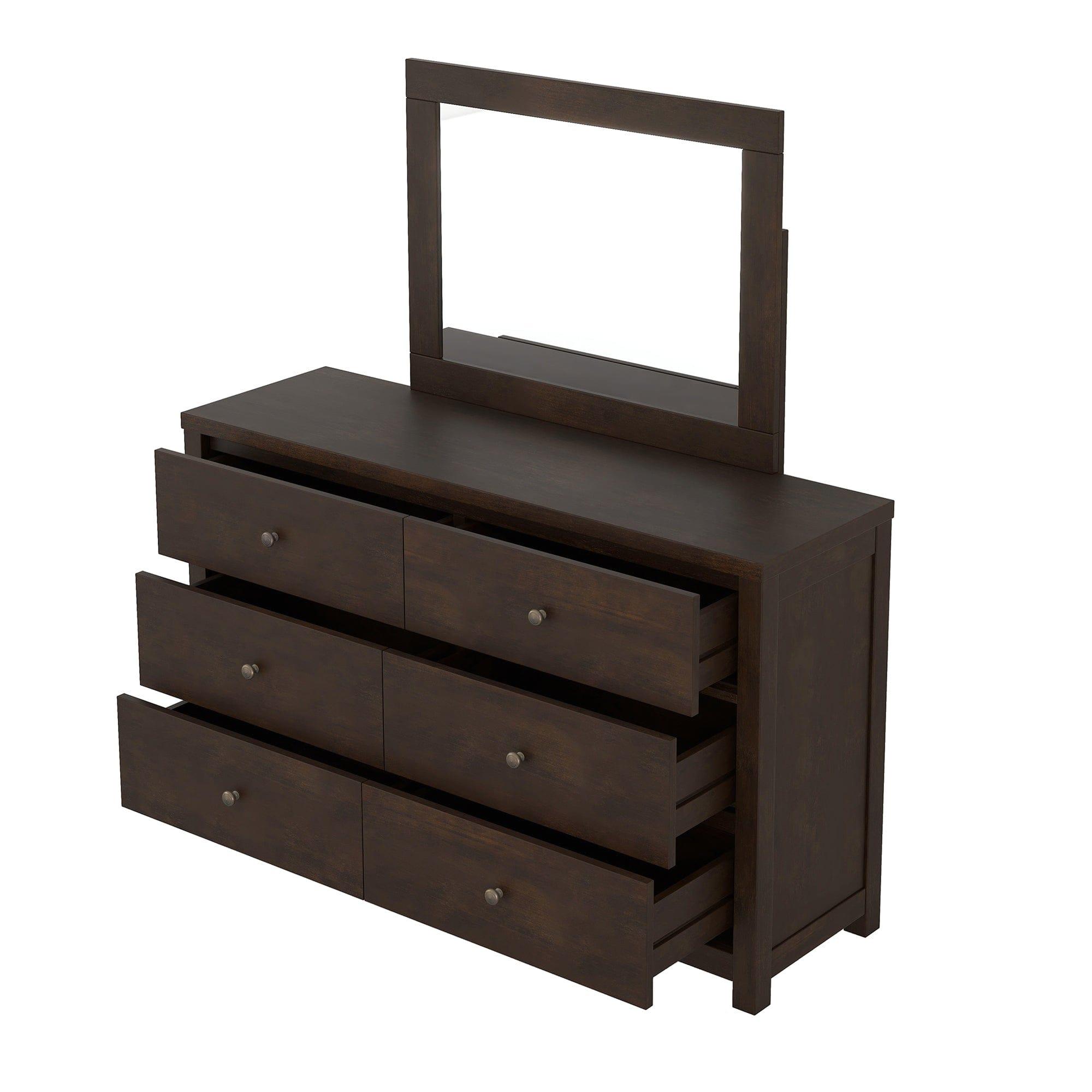 Shop Classic Rich Brown 6 Pieces King Bedroom Set ( King Bed + Nightstand*2+ Dresser + Chest + Mirror) Mademoiselle Home Decor