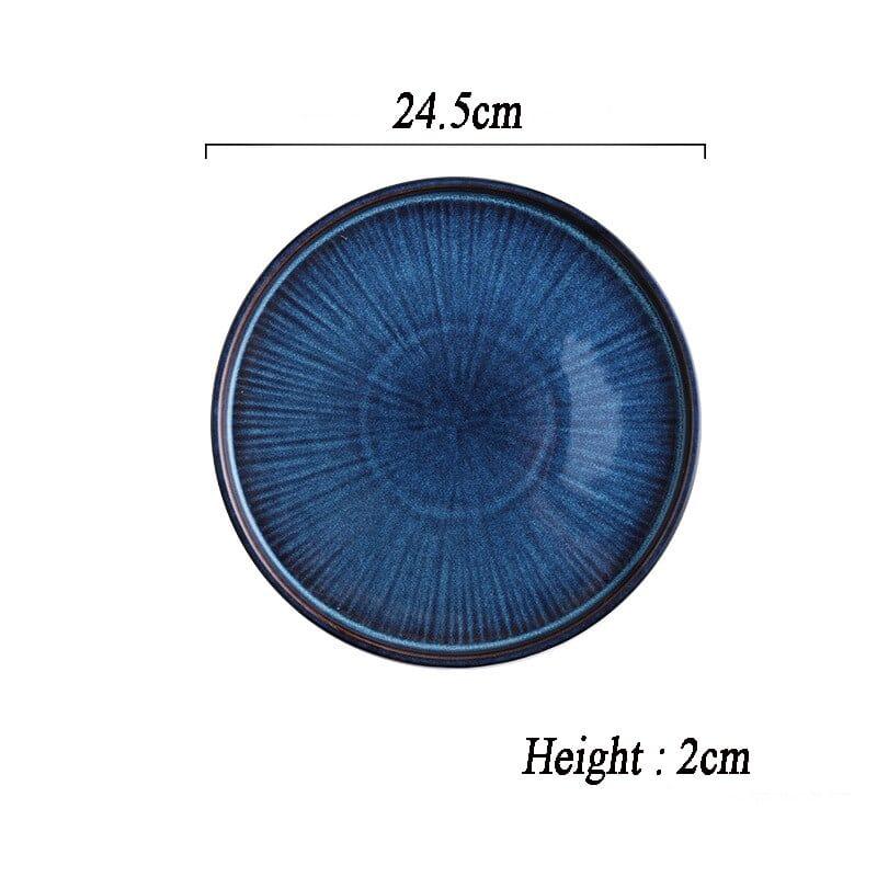 Shop 0 H12 Creative Tableware Klin Glaze Blue Color ceramic Plate Home Flat Plate Deep Steak Dish Bowls Breakfast Dinner Dishes And Plates Mademoiselle Home Decor