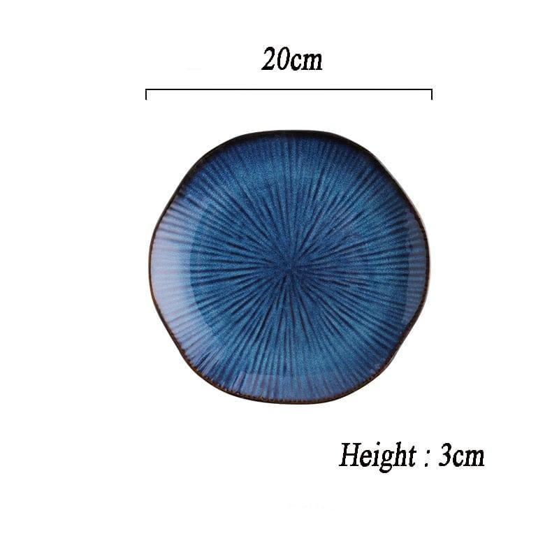 Shop 0 H08 Creative Tableware Klin Glaze Blue Color ceramic Plate Home Flat Plate Deep Steak Dish Bowls Breakfast Dinner Dishes And Plates Mademoiselle Home Decor