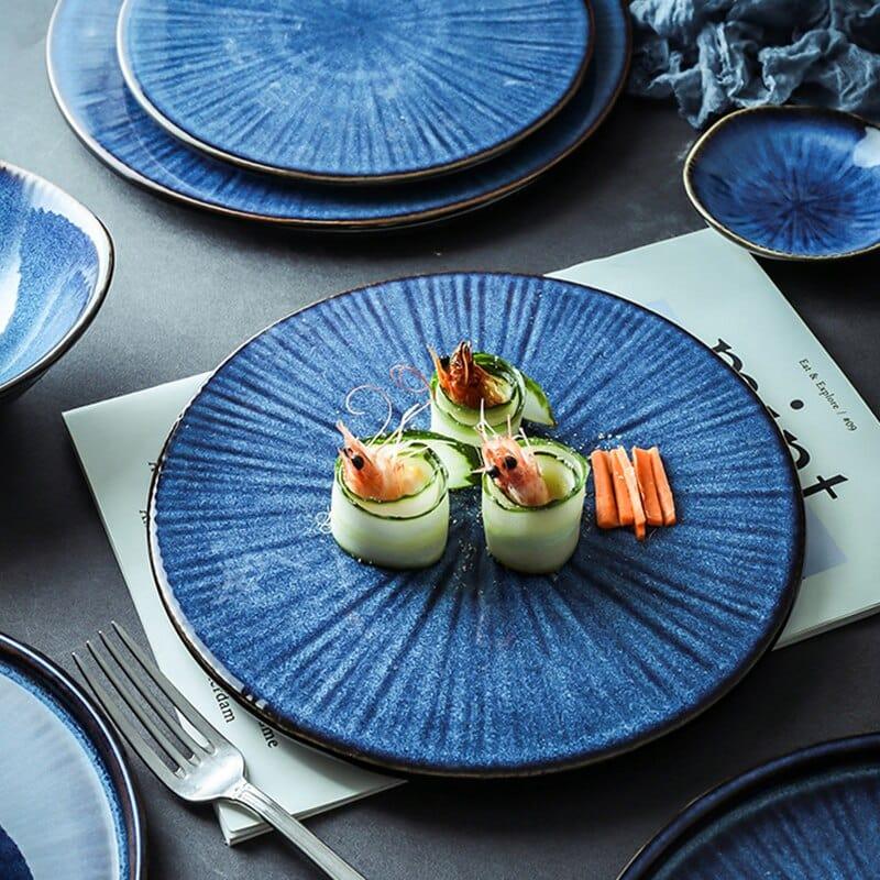 Shop 0 Creative Tableware Klin Glaze Blue Color ceramic Plate Home Flat Plate Deep Steak Dish Bowls Breakfast Dinner Dishes And Plates Mademoiselle Home Decor