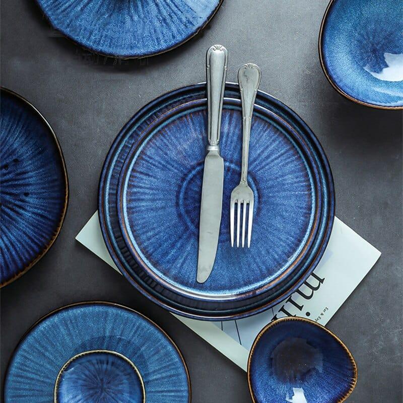 Shop 0 Creative Tableware Klin Glaze Blue Color ceramic Plate Home Flat Plate Deep Steak Dish Bowls Breakfast Dinner Dishes And Plates Mademoiselle Home Decor