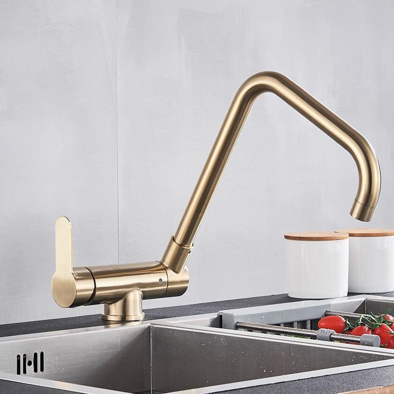 Shop 0 Quyanre Brushed Gold Inner Window Folding Kitchen Faucet 360 Rotation Matte Black Lead Free Bathroom Sink Faucet Mixer Tap Mademoiselle Home Decor