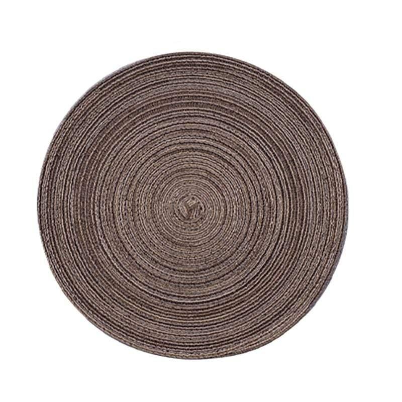 Shop 0 Brown / 36 cm / 6 pcs 4/6/8 pcs Table placemats for table mat Ramie Insulation Pad Placemats Linen Non Slip Table Mats Home Decoration Pad Coaster Mademoiselle Home Decor