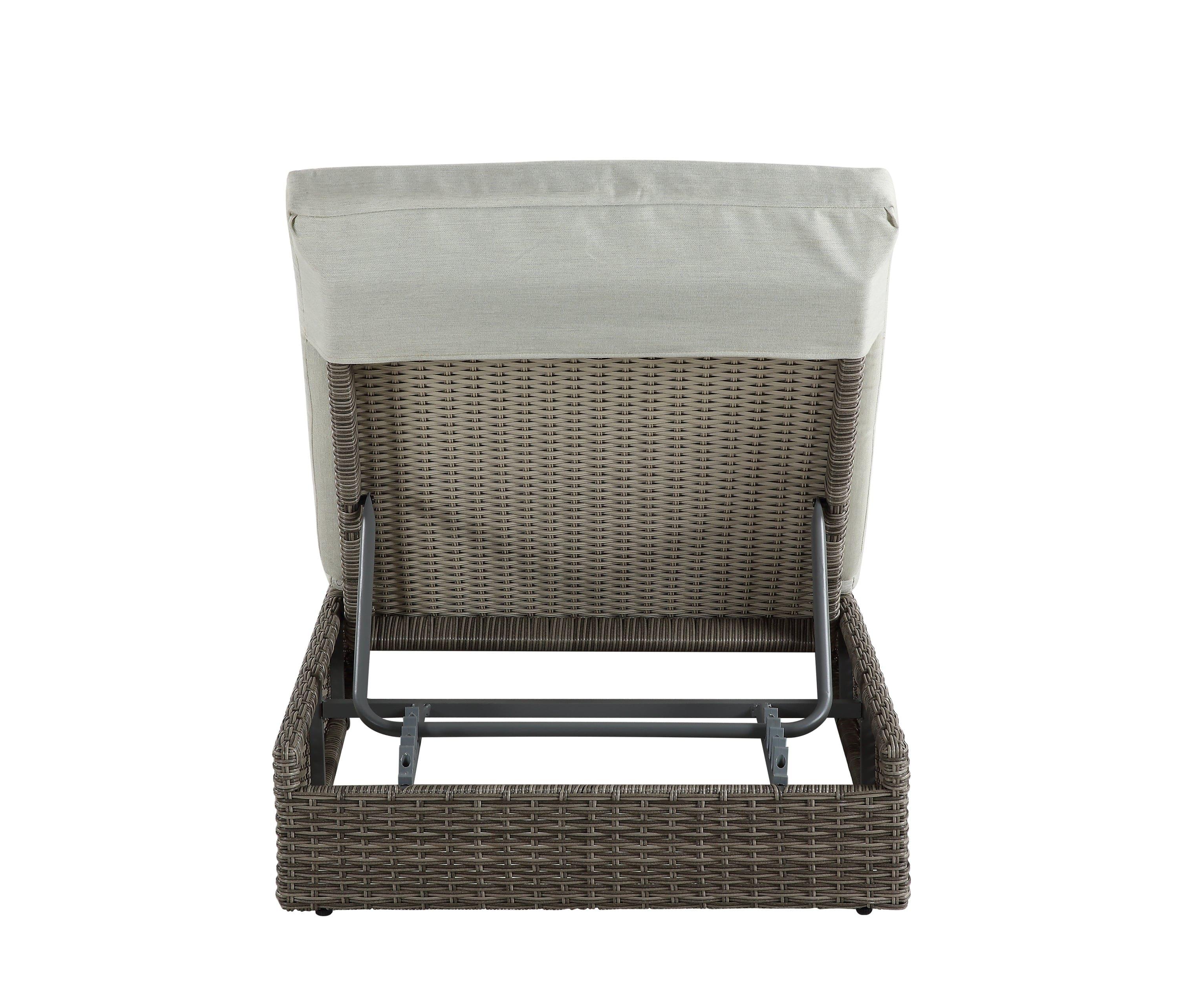 Shop ACME Salena Patio Sun Lounge, Beige Fabric & Gray Finish OT01093 Mademoiselle Home Decor