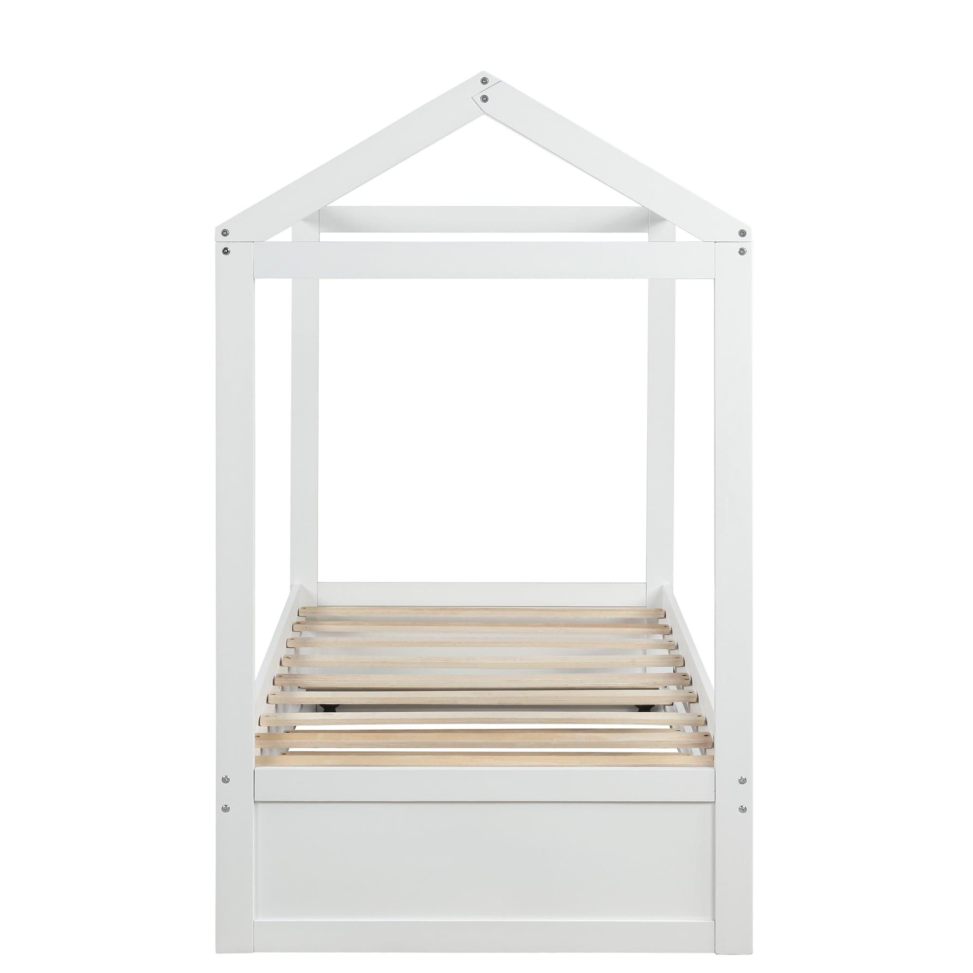 Shop House Bed with Trundle, can be Decorated,White(Old SKU:SM000103AAK) Mademoiselle Home Decor