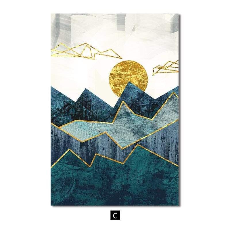 Shop 0 10x15cm No Frame / C Golden Mountain Sunrise Wall Art Canvas Painting Abstract Landscape Posters and Prints Wall Pictures for Living Room Home Decor Mademoiselle Home Decor