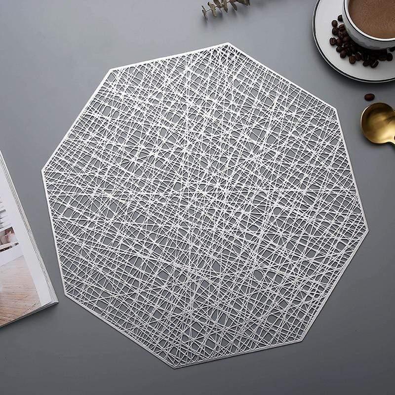 Shop 0 Octagon Silver / 6 PCS 6/4pcs Placemats Set PVC Hollow Placemats for Dining Table Mats Home Diner Decoration Cutout Hangable Gold Individual Placemats Mademoiselle Home Decor