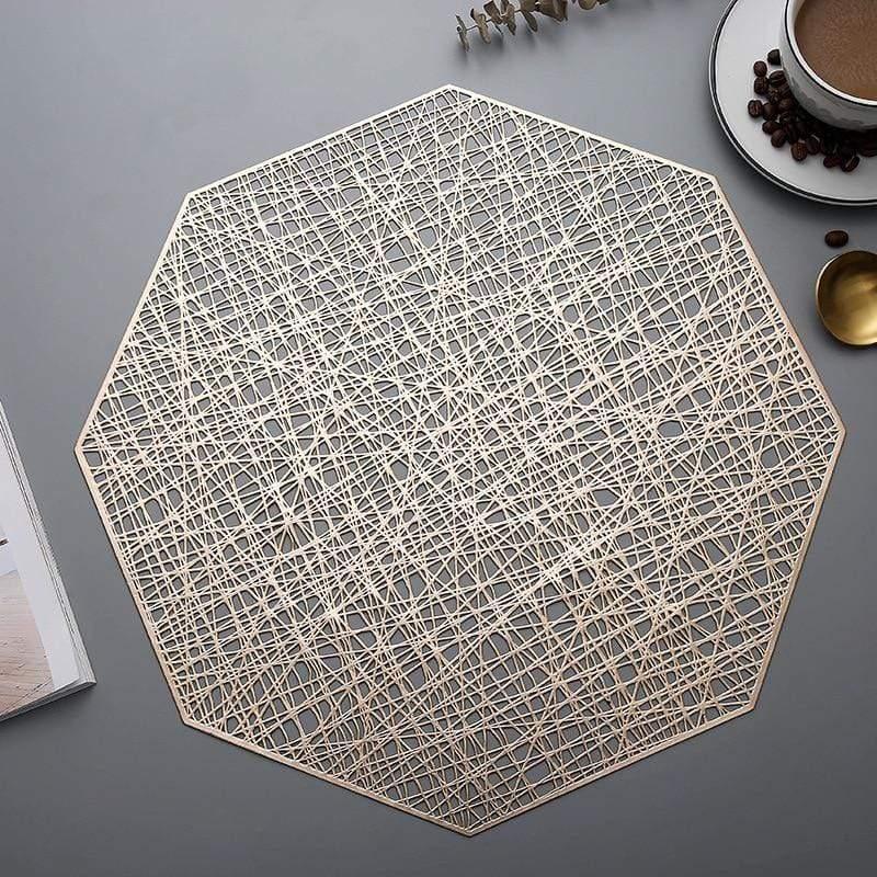 Shop 0 Octagon Gold / 6 PCS 6/4pcs Placemats Set PVC Hollow Placemats for Dining Table Mats Home Diner Decoration Cutout Hangable Gold Individual Placemats Mademoiselle Home Decor