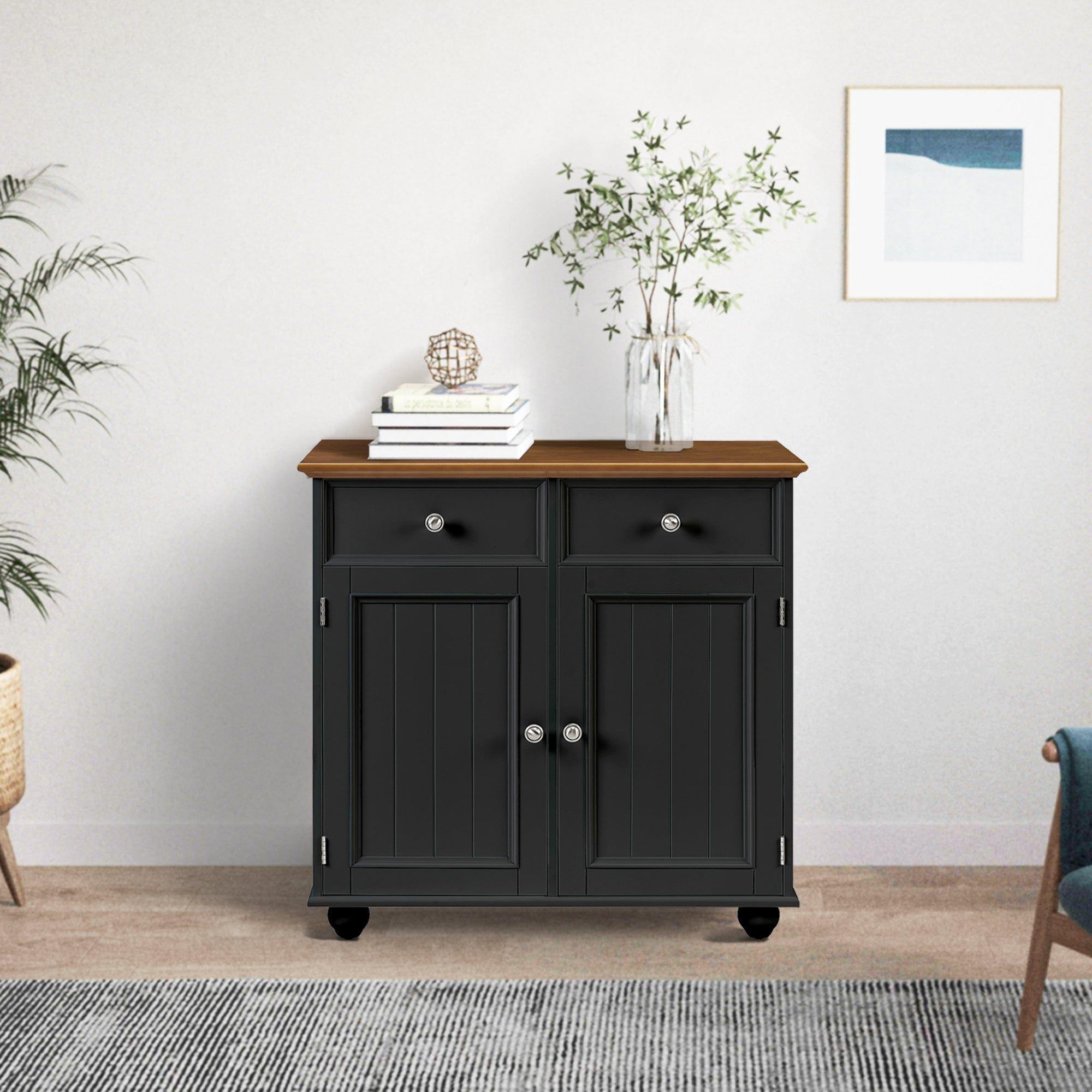 Shop Modern Sideboard Buffet Cabinet with Storage Cabinets, Drawers and Shelves for Living Room, Kitchen, Black Mademoiselle Home Decor