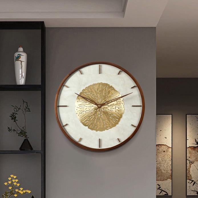 Shop 0 New Chinese walnut light luxury living room wall clock atmospheric home fashion clock modern creative wall clock Mademoiselle Home Decor