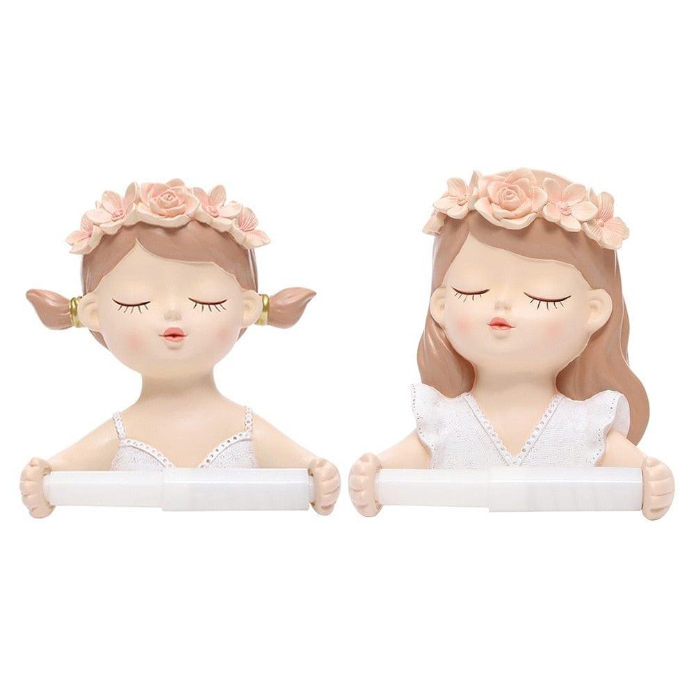 Shop 0 Ins Fairy Tissue Holder Long Hair Fairy Long Hair Lovely Girl Toilet Tissue Holder Bathroom Light Luxury Decoration Accessories Mademoiselle Home Decor