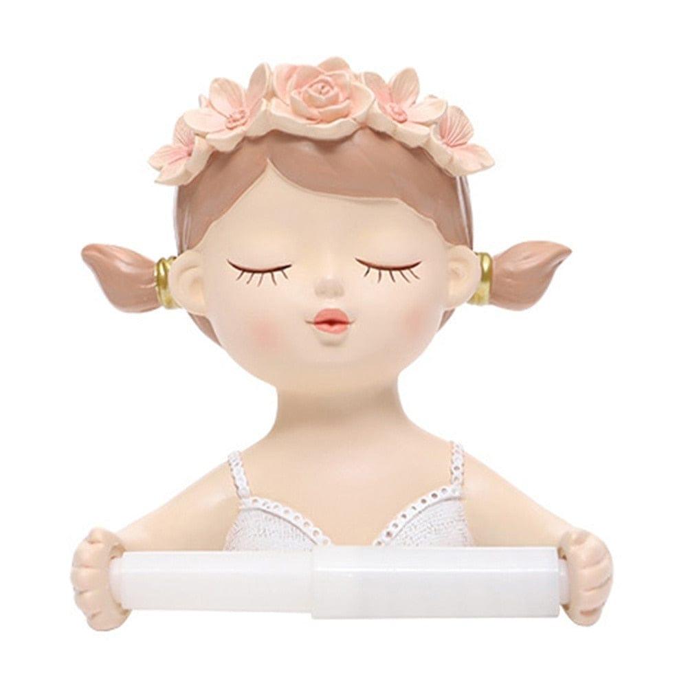 Shop 0 A / China Ins Fairy Tissue Holder Long Hair Fairy Long Hair Lovely Girl Toilet Tissue Holder Bathroom Light Luxury Decoration Accessories Mademoiselle Home Decor