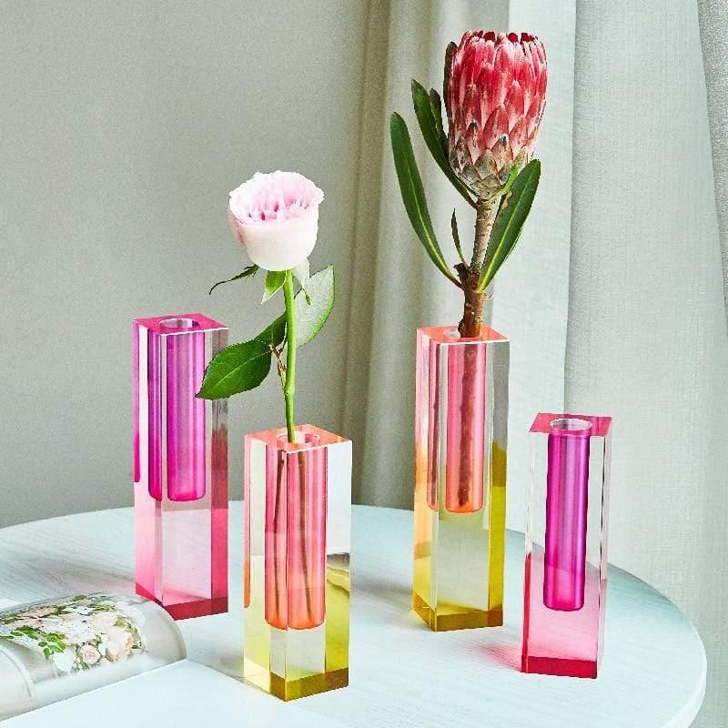 Shop 0 Floriddle Modern Rainbow Pillar Bud Vase Tabletop Glass Vases Luxury Decorative Acrylic Crystal Nordic Room Decoration Home Mademoiselle Home Decor