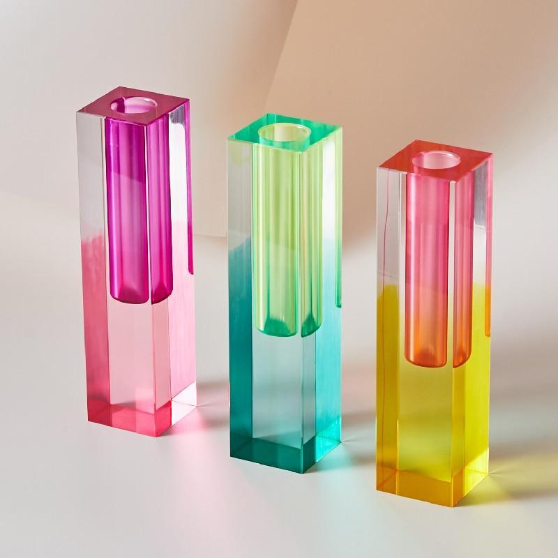 Shop 0 Floriddle Modern Rainbow Pillar Bud Vase Tabletop Glass Vases Luxury Decorative Acrylic Crystal Nordic Room Decoration Home Mademoiselle Home Decor