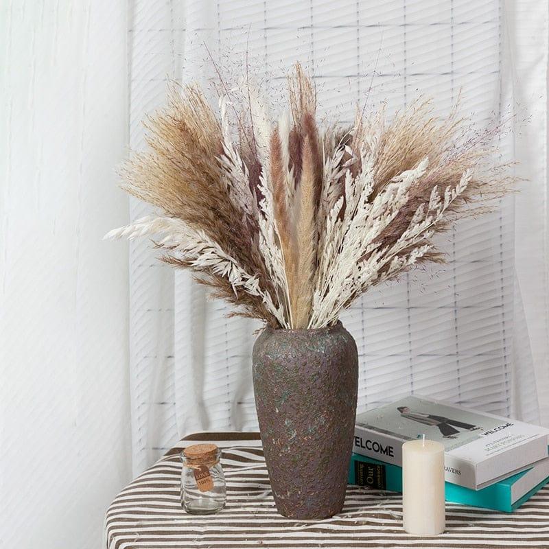 Shop 0 A style No vase 79Pcs Natural Dried Fluffy Pampas Grass Bouquet Set , Boho Home Decor Pompous Grass Large Reed Bunny Tail Wheat Stalk Decorative Mademoiselle Home Decor