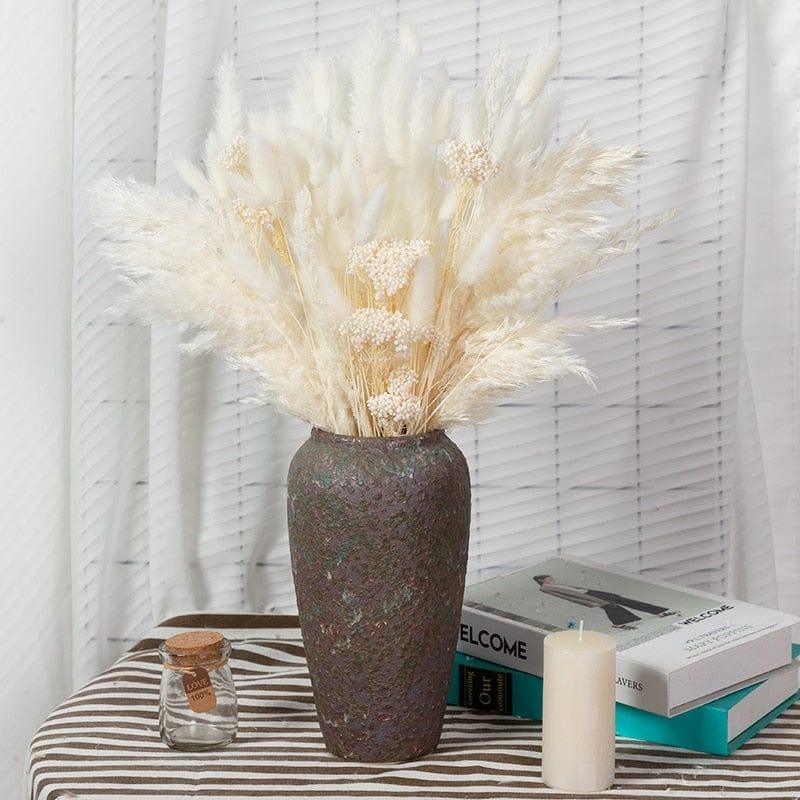 Shop 0 as shown no vase 2 79Pcs Natural Dried Fluffy Pampas Grass Bouquet Set , Boho Home Decor Pompous Grass Large Reed Bunny Tail Wheat Stalk Decorative Mademoiselle Home Decor