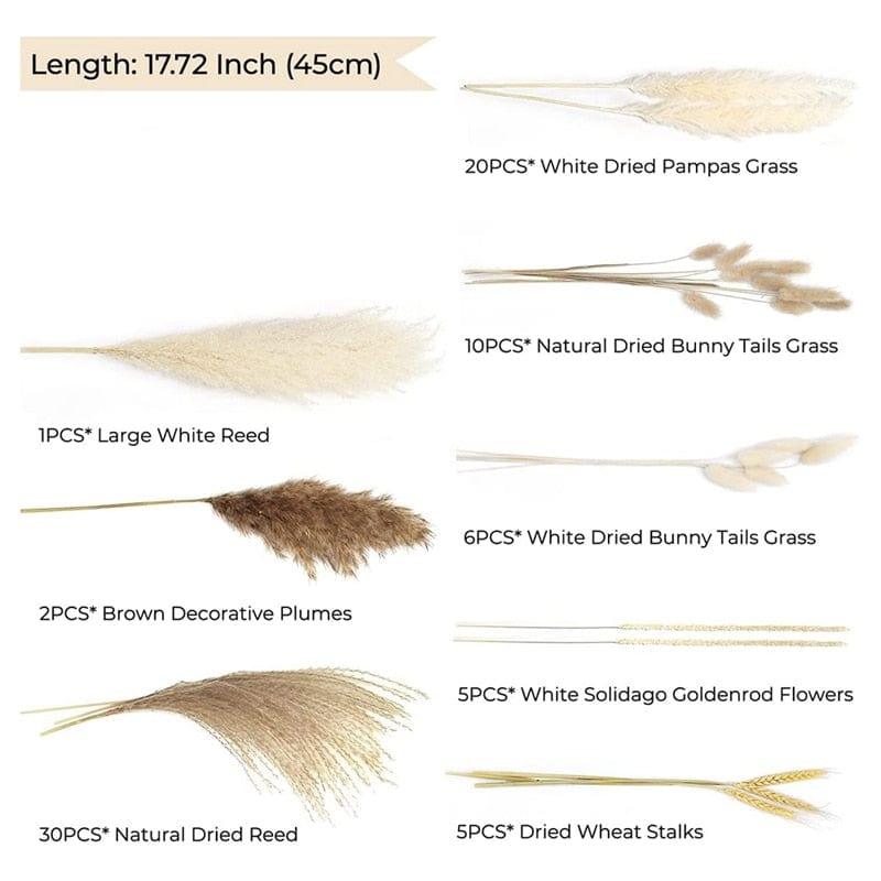 Shop 0 79Pcs Natural Dried Fluffy Pampas Grass Bouquet Set , Boho Home Decor Pompous Grass Large Reed Bunny Tail Wheat Stalk Decorative Mademoiselle Home Decor