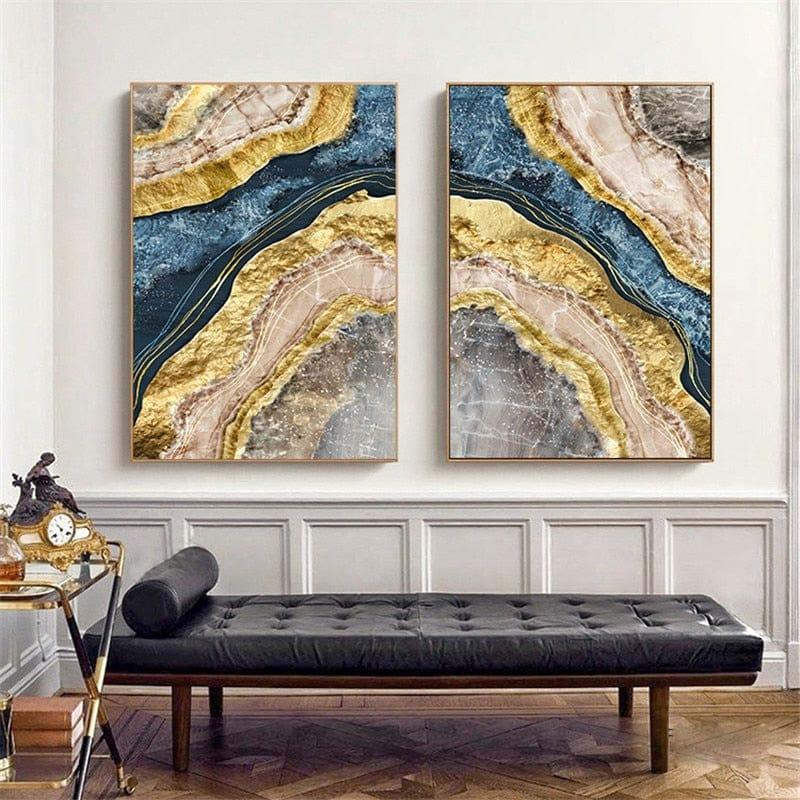 Shop 0 Canvas Painting Wall Art Poster Abstract Marble Picture Blue Golden Print for Nordic Modern Home Living Room Wall Decor Poster Mademoiselle Home Decor