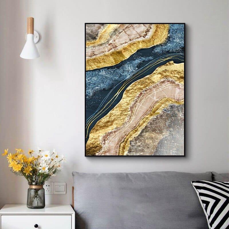 Shop 0 Canvas Painting Wall Art Poster Abstract Marble Picture Blue Golden Print for Nordic Modern Home Living Room Wall Decor Poster Mademoiselle Home Decor