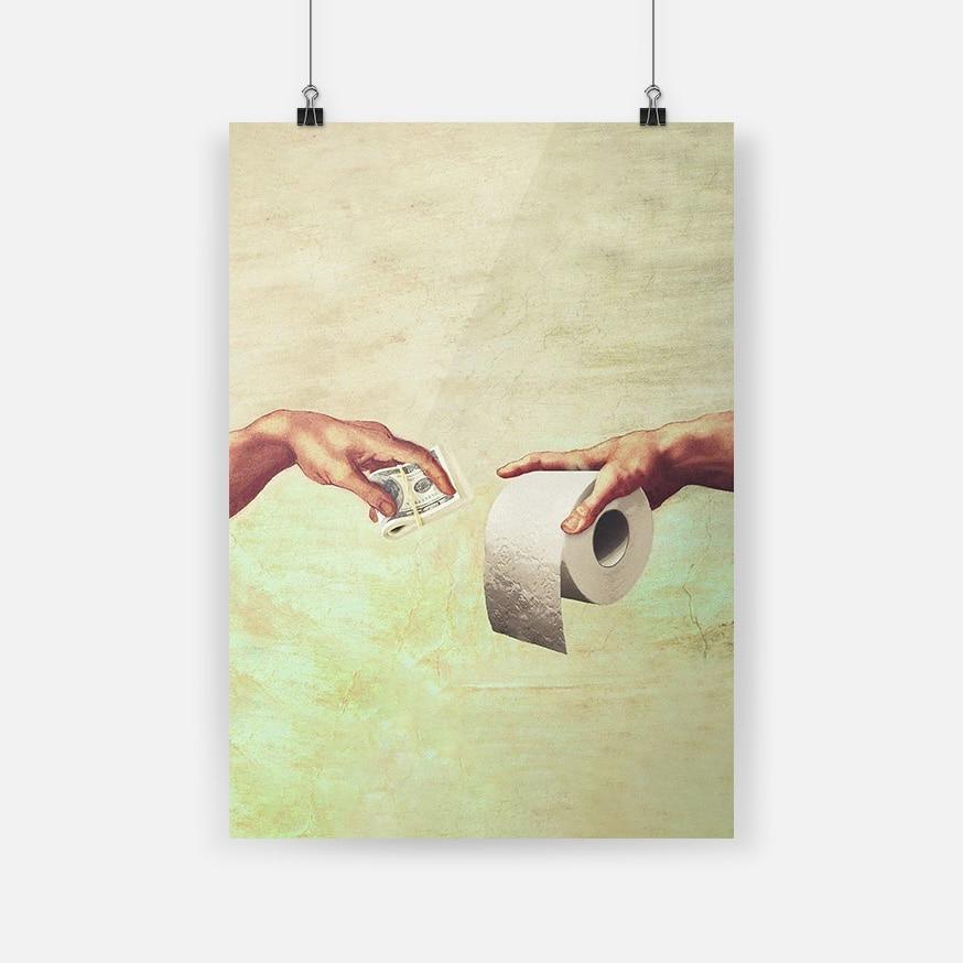 Shop 0 Hand of God and Adam Mural Poster Framed Wooden Frame Canvas Painting Wall Art Decor Living Room Study Home Decoration Prints Mademoiselle Home Decor