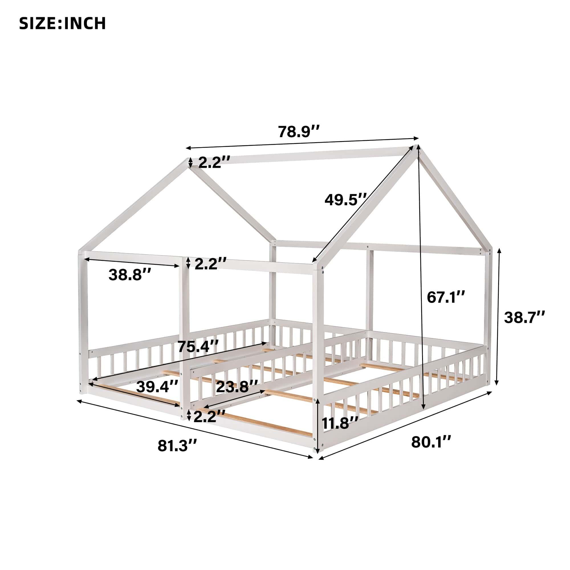 Shop Twin Size House Platform Beds,Two Shared Beds, White Mademoiselle Home Decor