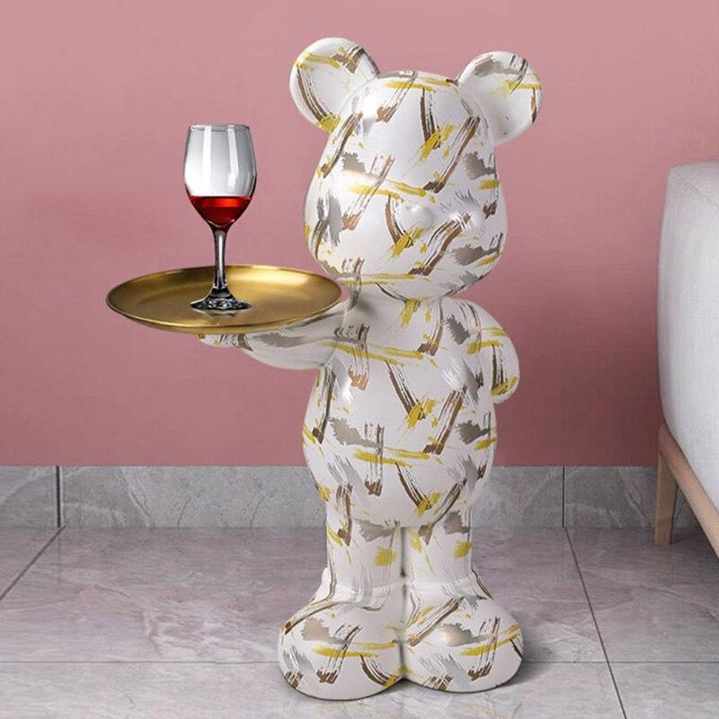 Shop 0 C-yellow / 76cm FRP Large Graffiti Bear Statue Decoration Nordic Modern Style Storage Organization Creative Home Accessories Landing Ornaments Mademoiselle Home Decor