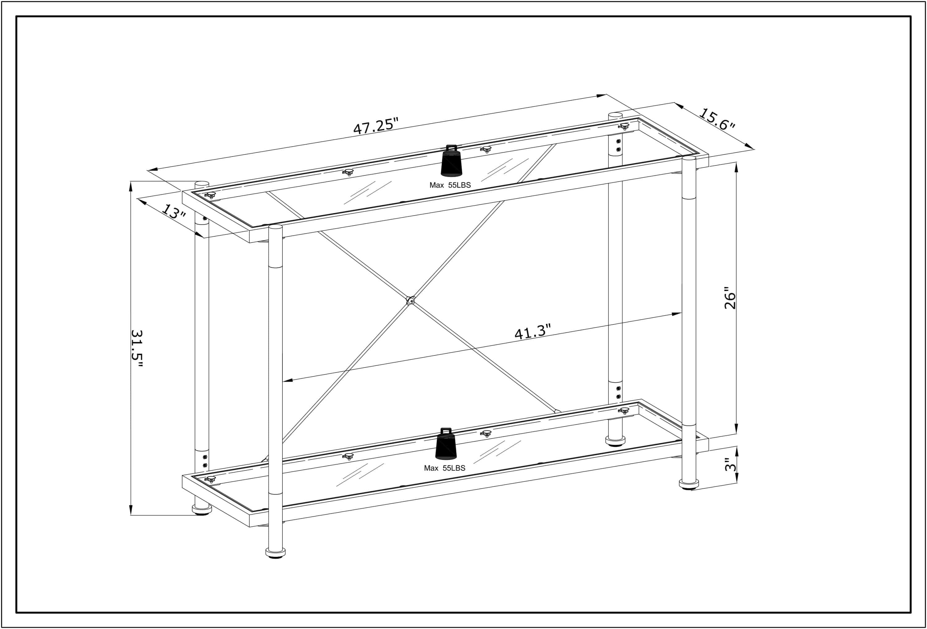 Shop Acrylic Glass Side Table,Chrome Sofa Table,  Console Table for Living Room& Bedroom Mademoiselle Home Decor