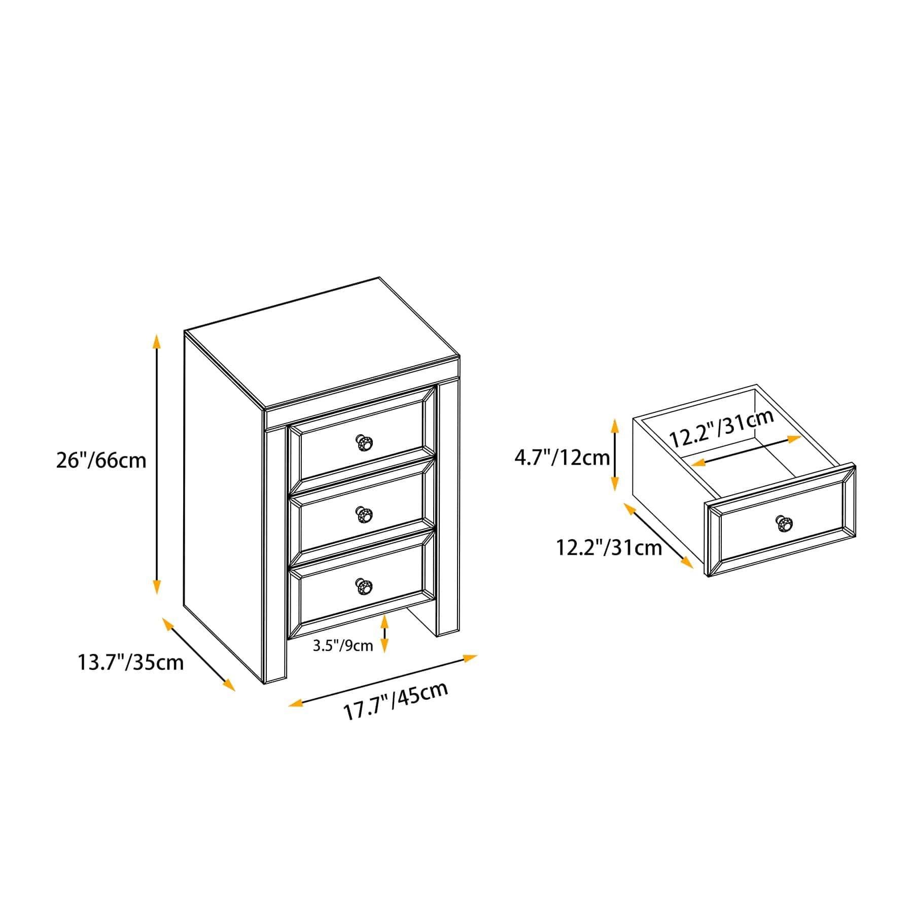 Shop Mirrored Nightstand, Silver Bedside Tables, Mirrored End Table Side Table for Bedroom Living Room Mademoiselle Home Decor