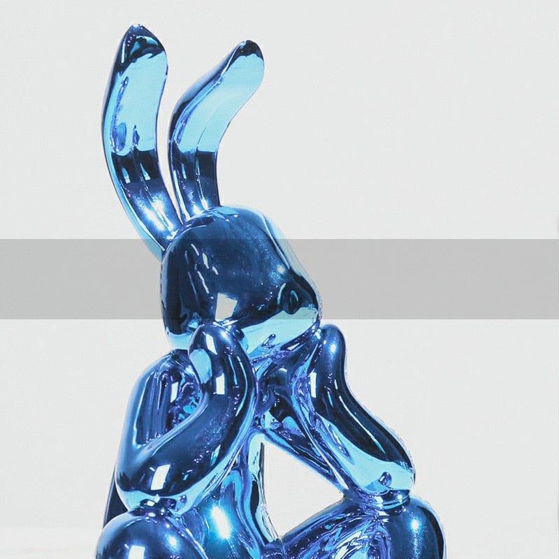 Shop 0 Modern Creative Electroplating Silver Blue Resin Daze Rabbit Figurines Soft Decoration Ornaments Exhibition Hall Desktop Decor Mademoiselle Home Decor